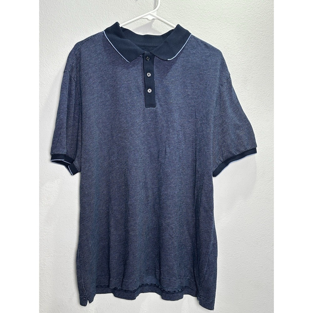 Joseph Aboboud Men's Modern Fit Jacquard Polo Large Blue